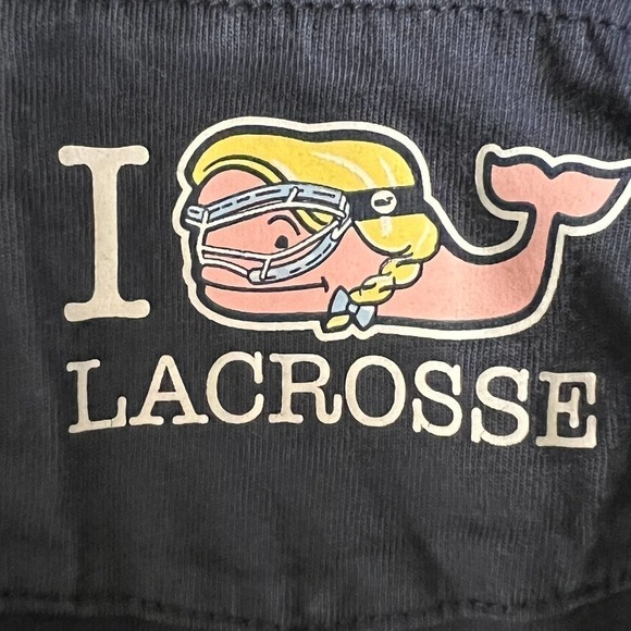 Vineyard Vines Lacrosse Whale Hoodie T Shirt Long Sleeve Navy Medium - Picture 4 of 7